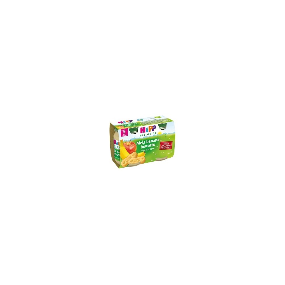 HiPP Omogeneizzato Biologico Mela, Banana e Biscotto 2 x 125 g