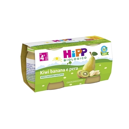 HiPP Omogeneizzato Frutta Bio Kiwi, Banana e Pera 2 x 80 g