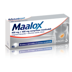 Maalox Antiacido 400 mg + 400 mg 40 compresse masticabili