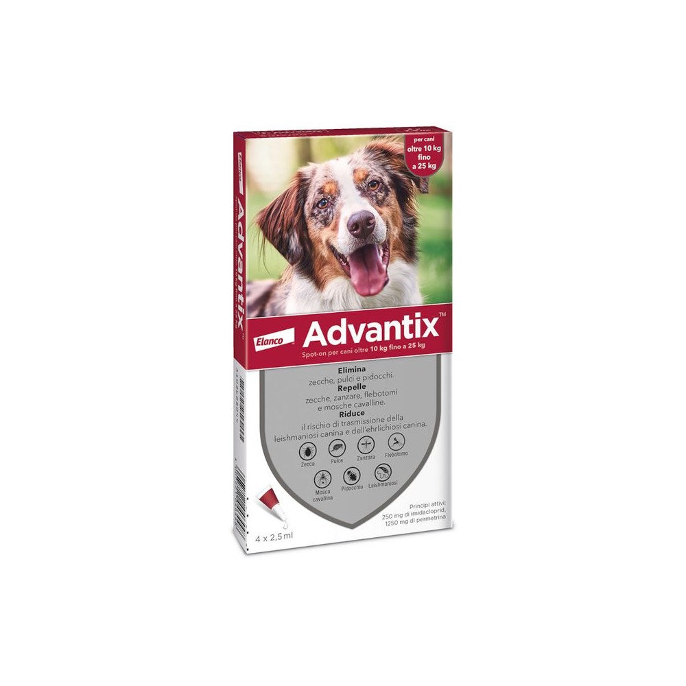 Advantix Spot On 4 Pipette per Cani Medio-Grandi 10-25Kg