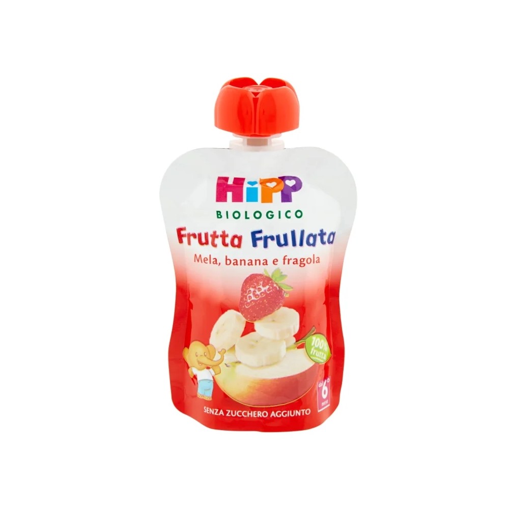 Hipp Biologico Frutta Frullata e Cereali Antichi Banana, Mela e Fragola con Avena 90g