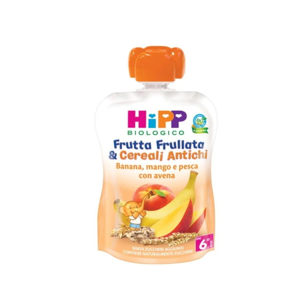 Hipp Frutta Frullata&Cereali Antichi Banana Mango Pesca Avena 90 g