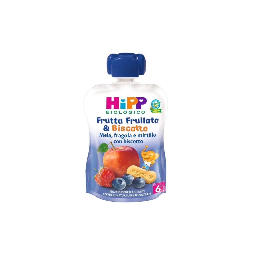 Hipp Bio Frutta Frullata&Biscotto Mela Fragola Mirtillo Biscotto 90 g