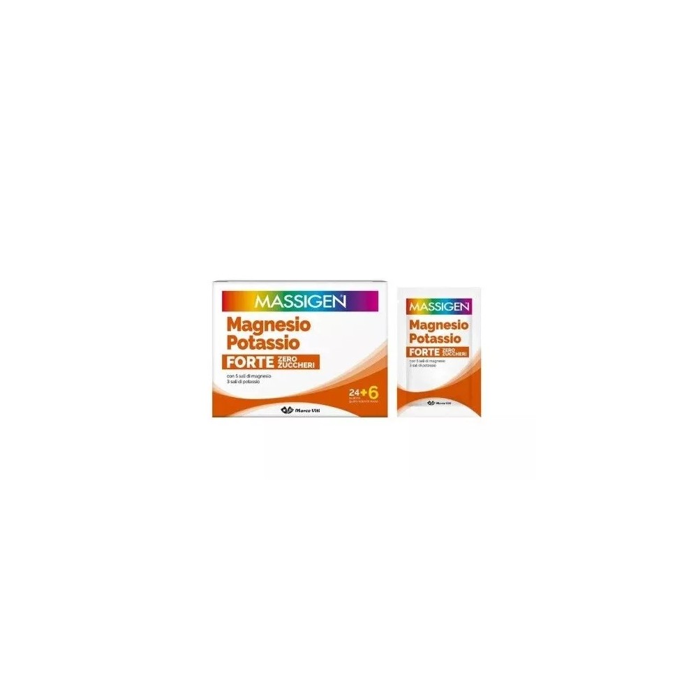 Massigen Magnesio e Potassio Forte 30 Bustine Gusto Arancia Rossa