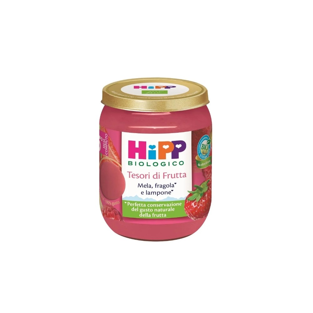 HiPP Tesori di Frutta Omogeneizzato Mela, Fragola e Lampone 160g