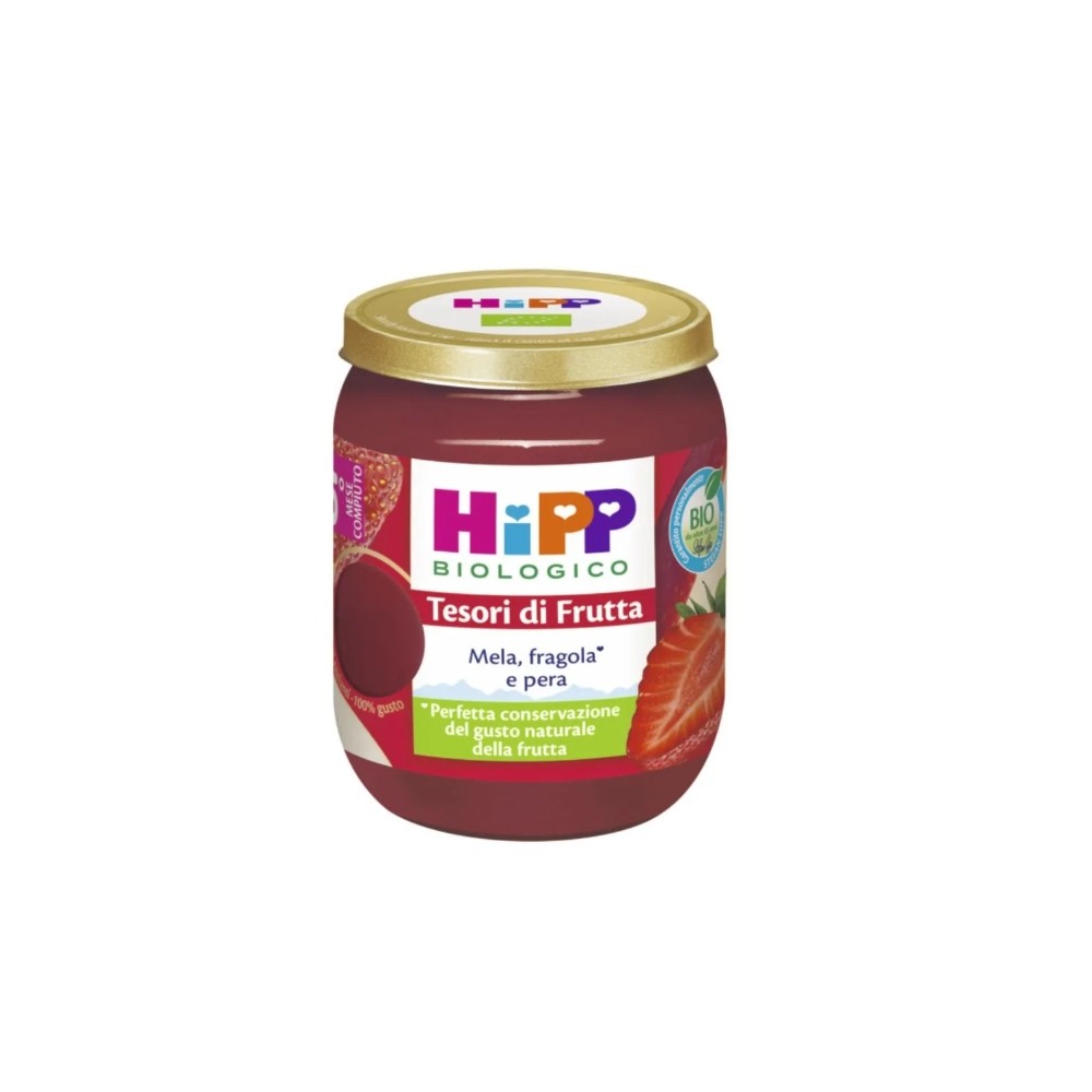 HiPP Tesori di Frutta Omogeneizzato Biologico Mela, Fragola e Pera 160g