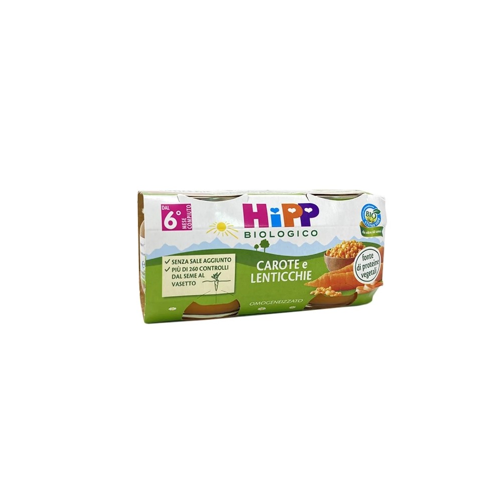 HiPP Biologico Omogeneizzato Carota e Lenticchie 2 x 80 g